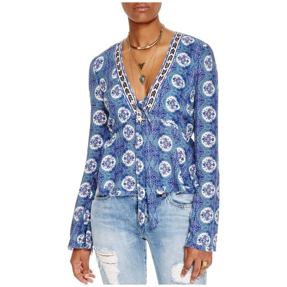 FREE PEOPLE Time of your life Bell Sleeve Blouse